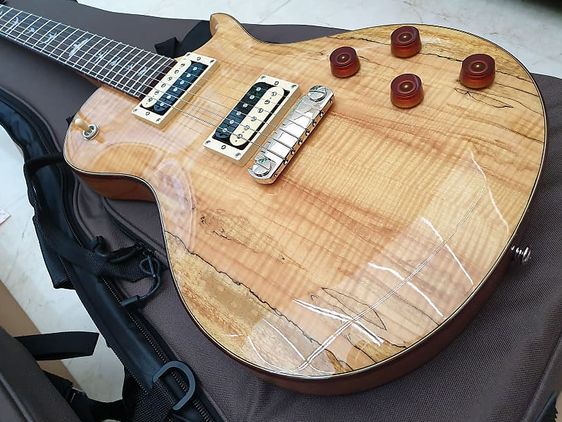 Close-up of the PRS SE 245 Soapbar electric guitar.