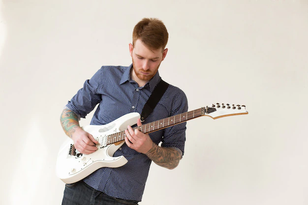 Man playing electric guitar